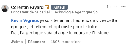 Commentaire LinkedIn 4806 impressions